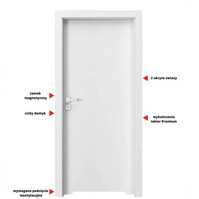Drzwi Porta VECTOR Premium T WC Prawe 80cm bezprzylgowe, SPAPMT0P08UBIWAOU0H000
