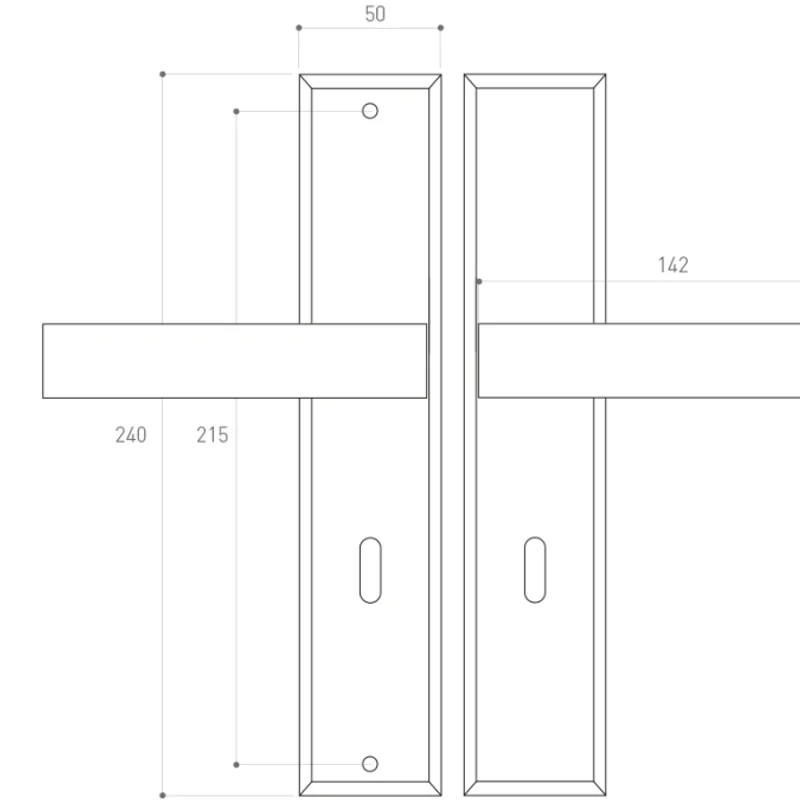 Klamka TOTAL do drzwi zewnętrznych długi szyld 72mm T72I -