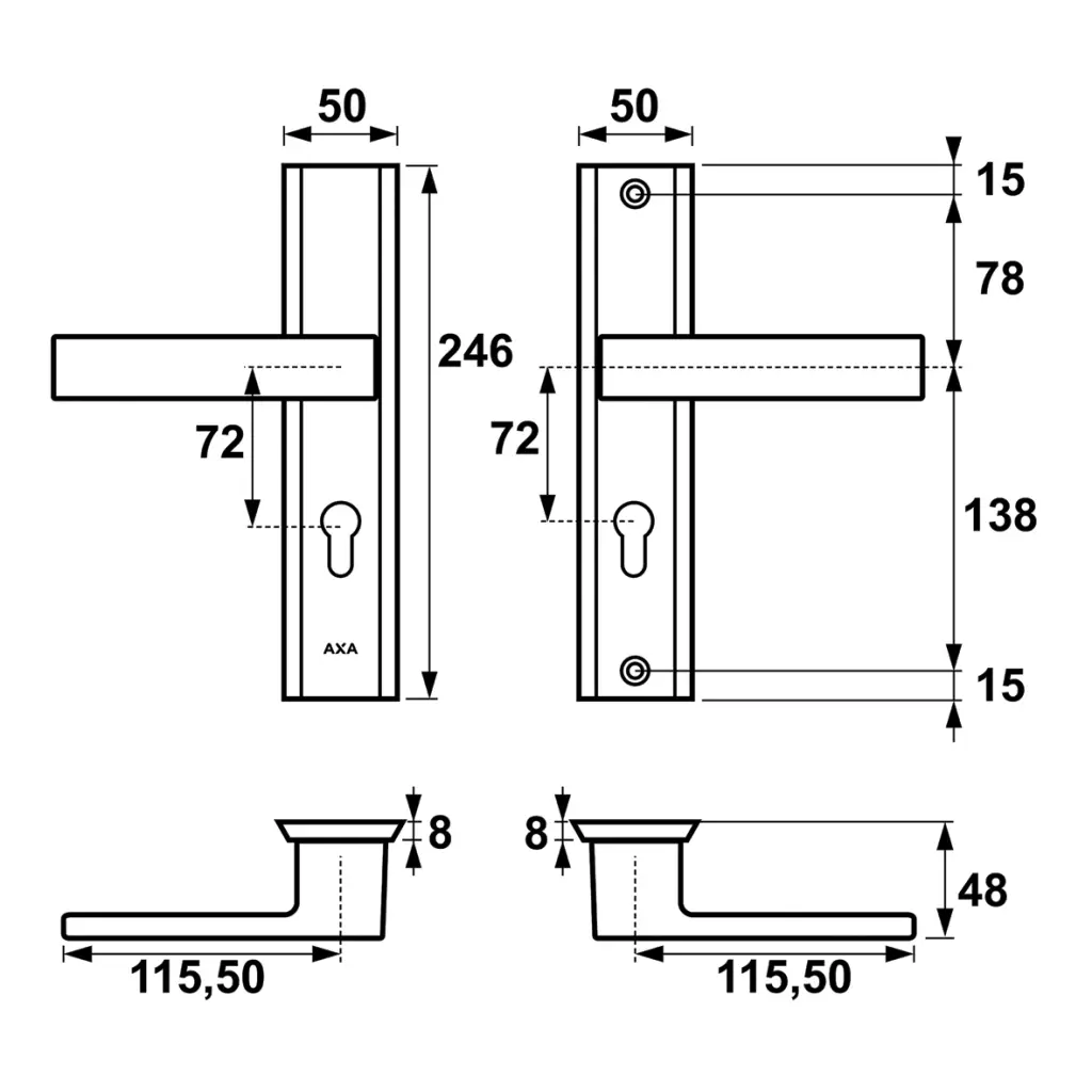 Klamka HAGA++ klamko-klamka PC72 Czarna, 5907505403655