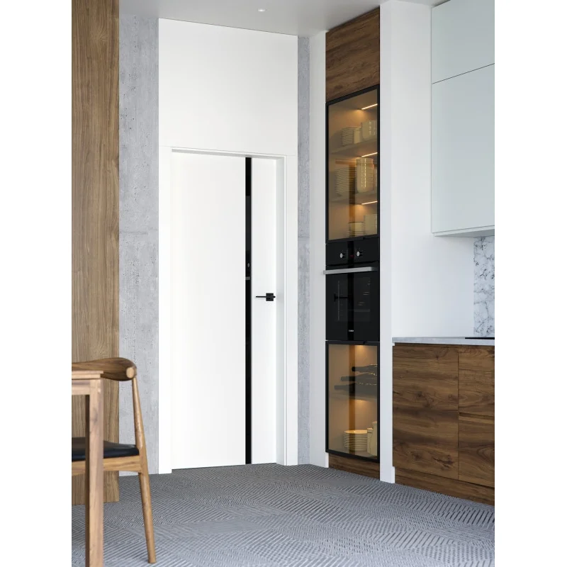 Drzwi Porta Focus 4.A z czarną szybą przylgowe lewe 80 cm,