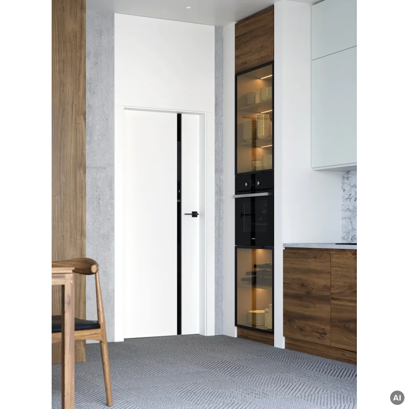 Drzwi Porta Focus 4.A z czarną szybą przylgowe lewe 80 cm,
