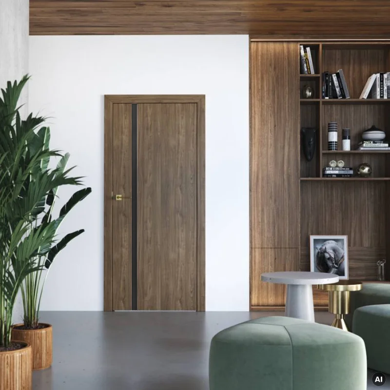 Drzwi Porta Focus 4.A z czarną szybą przylgowe lewe 80 cm