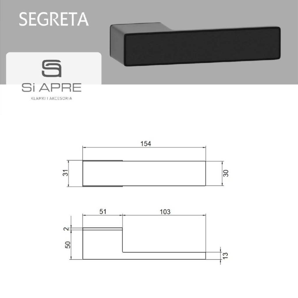 Klamka z ukrytym zamkiem Segreta Czarna, 5907609715142 Klamka z ukrytym zamkiem Segreta Czarna, 5907609715142