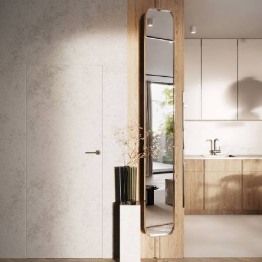 Zestaw Drzwi ukryte + Ościeżnica Porta HIDE Bezprzylgowe (otwierane na zewnątrz) Lewe 80cm plaster miodu, SPA1110L08LBP0AKU0H000, OPA100LL080000AM200000