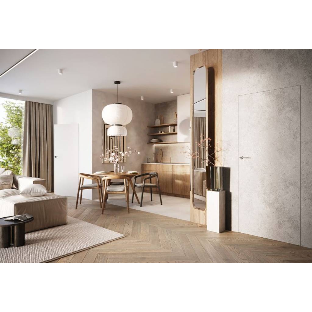 Zestaw Drzwi ukryte + Ościeżnica Porta HIDE Bezprzylgowe (otwierane na zewnątrz) Prawe 70cm płyta, SPA1110P07LBP0A7V0O000, OPA100LP070000AN300000