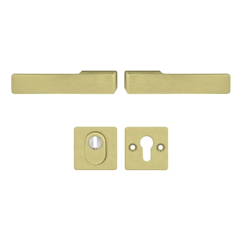 Klamka Libera Złota klamko + klamka + rozeta WB z zabezpiec