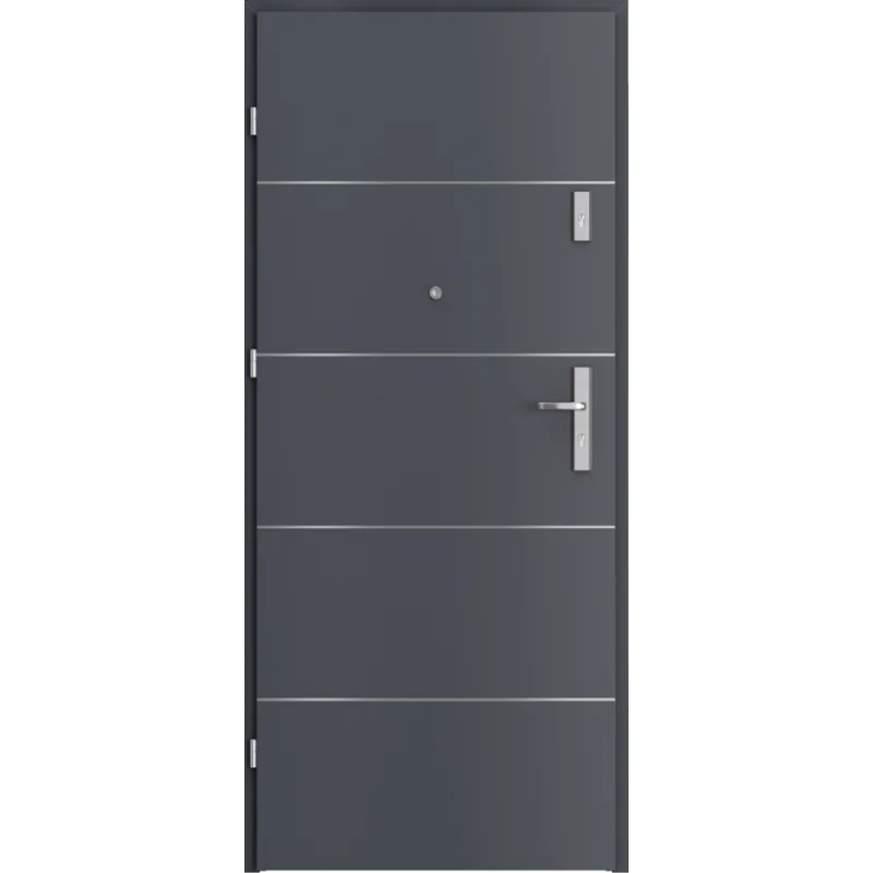 Drzwi Wejściowe Agat Lewe 80 Antracyt Intarsje srebrne, SPE