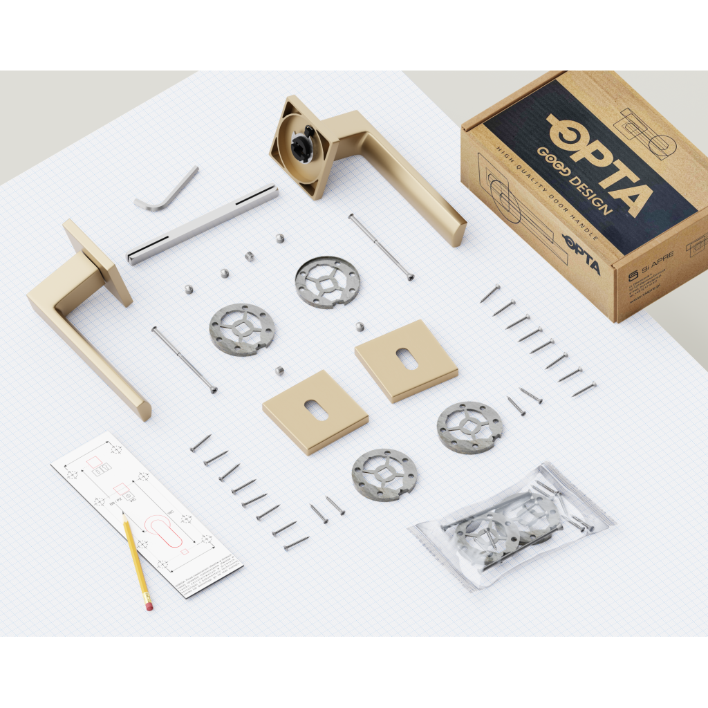 Rozety kwadratowe pod klucz pokojowy QR59 Złota anoda, 5907609716132