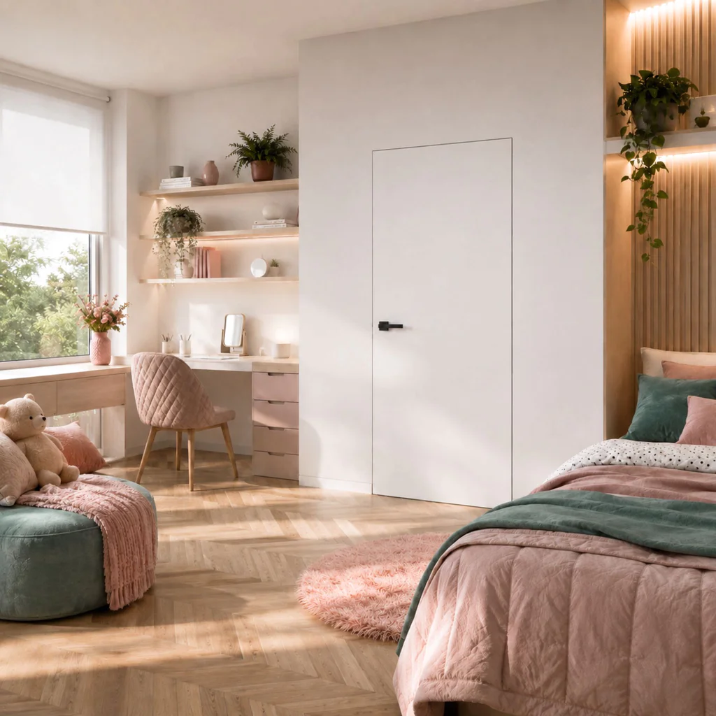 Zestaw Drzwi ukryte + Ościeżnica Porta HIDE Bezprzylgowe (otwierane na zewnątrz) Prawe 80cm płyta, SPA1110P08LBP0A7V0O000, OPA100LP080000AN300000