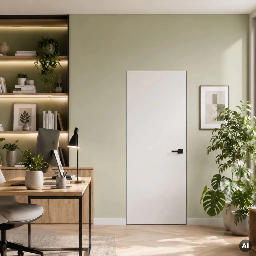 Zestaw Drzwi ukryte + Ościeżnica Porta HIDE Bezprzylgowe (otwierane na zewnątrz) Lewe 80cm płyta, SPA1110L08LBP0A7V0O000, OPA100LL080000AN300000