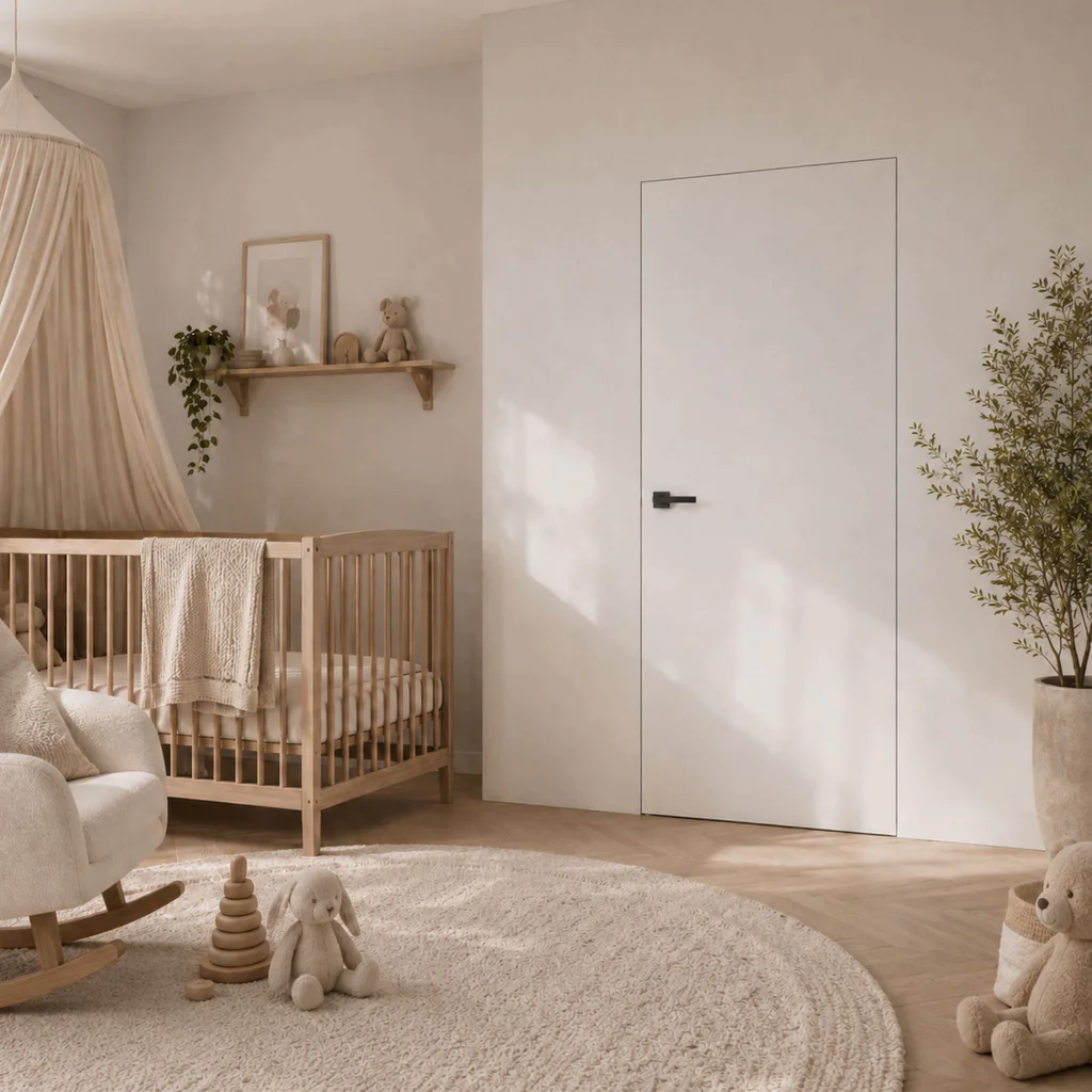 Zestaw Drzwi ukryte + Ościeżnica Porta HIDE Bezprzylgowe (otwierane na zewnątrz) Lewe 80cm płyta, SPA1110L08LBP0A7V0O000, OPA100LL080000AN300000