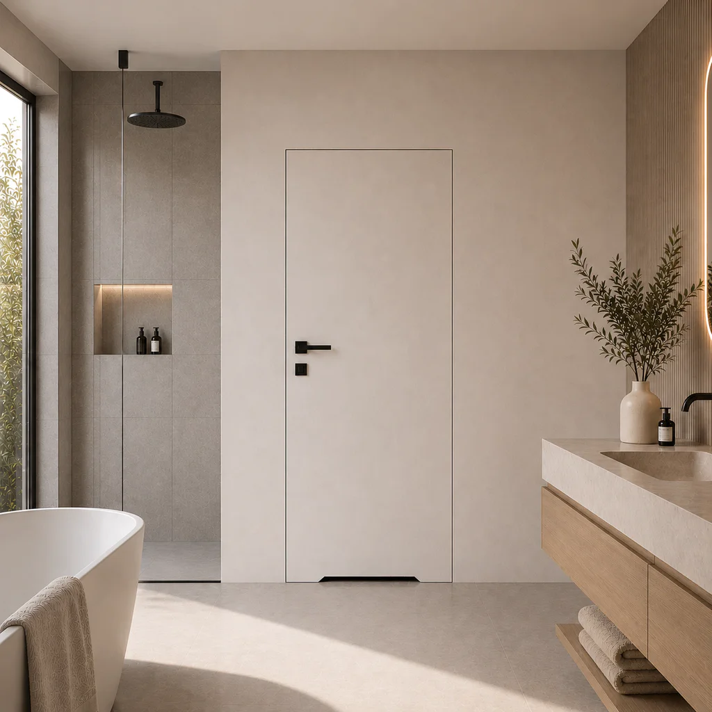 Zestaw Drzwi ukryte + Ościeżnica Porta HIDE WC Bezprzylgowe (otwierane na zewnątrz) Prawe 80cm płyta, SPA1110P08LBPWAYV0O000, OPA100LP080000AN300000