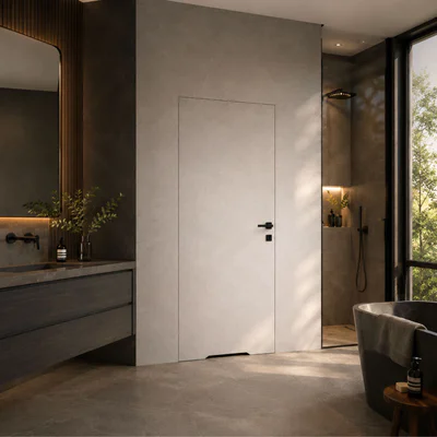 Zestaw Drzwi ukryte + Ościeżnica Porta HIDE WC Bezprzylgowe (otwierane na zewnątrz) Lewe 80cm płyta, SPA1110L08LBPWAYV0O000, OPA100LL080000AN300000