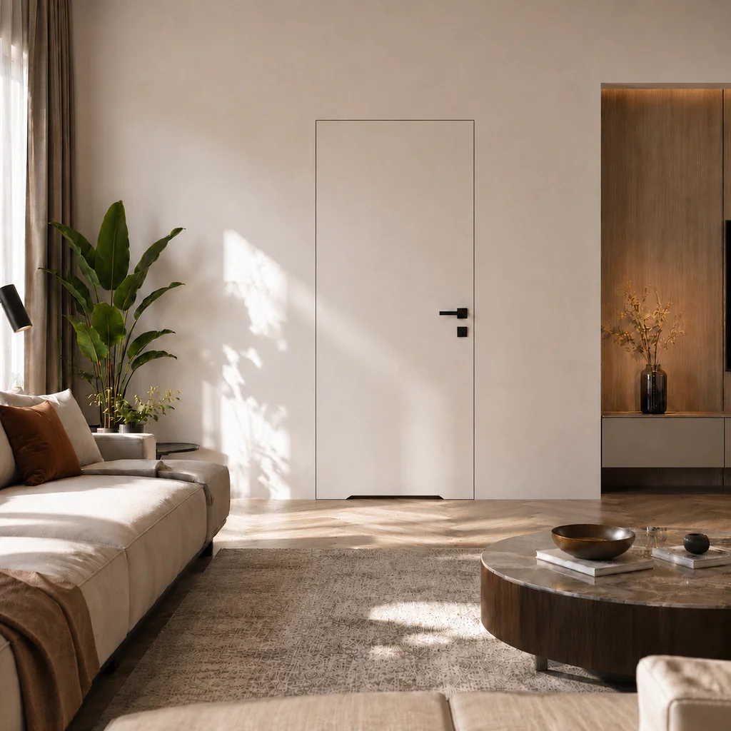 Zestaw Drzwi ukryte + Ościeżnica Porta HIDE WC Bezprzylgowe (otwierane na zewnątrz) Lewe 80cm płyta, SPA1110L08LBPWAYV0O000, OPA100LL080000AN300000
