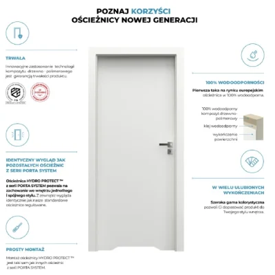 Ościeżnica Wodoodporna Hydro Protect regulowana A 80-120 z kątownikiem 60 mm 70 Prawa Przylgowa, OPWC6A0P07DBI0SZ36C000