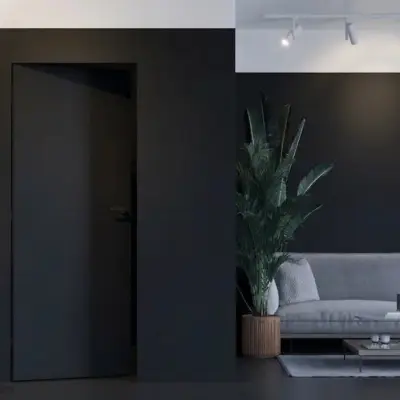 Ościeżnica Czarna do drzwi ukrytych Porta Hide Odwrotna Przylga (otwierane do wewnątrz) Prawa 80cm, OPP100LP08LCM0CN300000