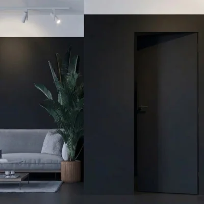 Ościeżnica Czarna do drzwi ukrytych Porta Hide Odwrotna Przylga (otwierane do wewnątrz) Lewa 80cm, OPP100LL08LCM0CN300000